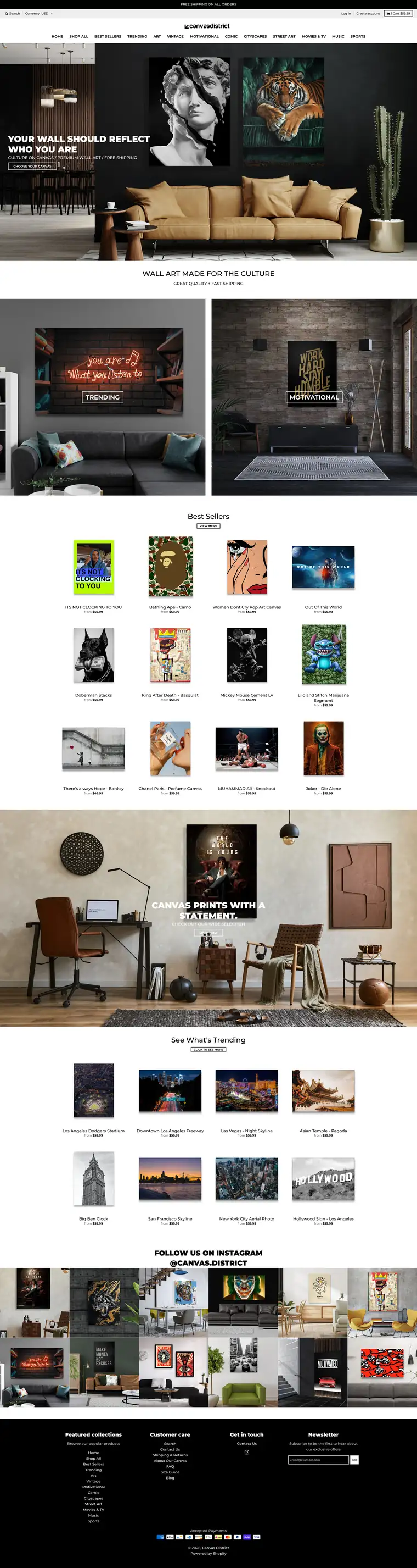 Canvas District website